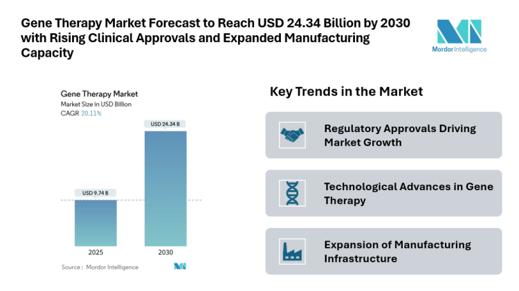 Gene Therapy Market Forecast to Reach USD 24.34 Billion by 2030 with Rising Clinical Approvals and Expanded Manufacturing Capacity